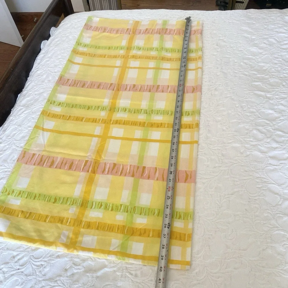 Vintage Plaid 1 King Pillowcase Yellow Green Pink‎ Percale Burlington House USA